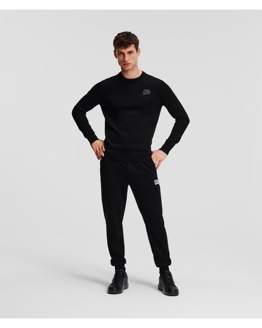 Karl Lagerfeld Black Knit Crew Neck Sweater for men
