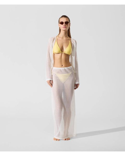 Karl Lagerfeld White Signature Crochet Beach Skirt