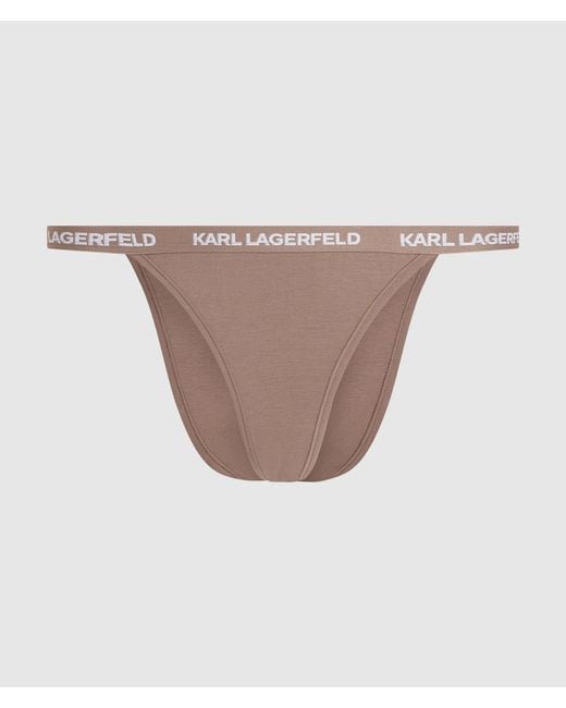 Karl Lagerfeld Natural Logo Brazilian Briefs – 3-Pack