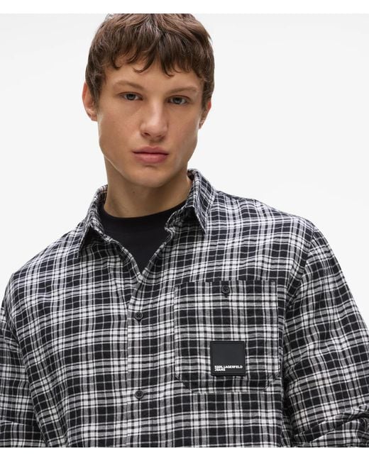 KL Jeans Gray Chest Pocket Checked Shirt, Multicoloured for men