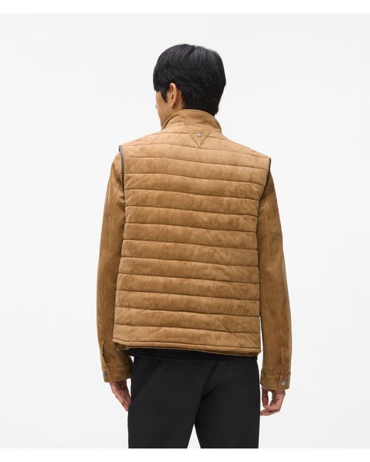 Karl Lagerfeld Natural Quilted Faux Suede Gilet for men