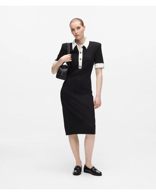 Karl Lagerfeld Black Contrast Collar Dress