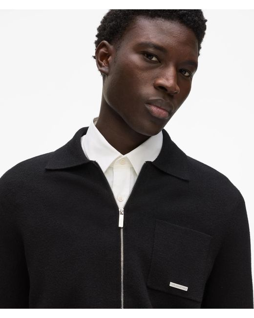 Karl Lagerfeld Black Knit Zip-Up Jacket for men