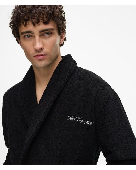 Karl Lagerfeld Black Terry Bathrobe for men