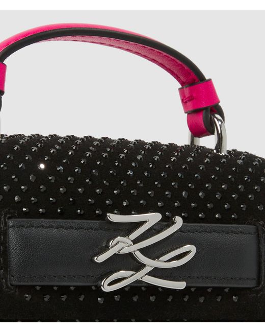 Karl Lagerfeld Black Exclusive K/Autograph Rhinestone Nano Bag