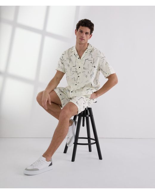 Karl Lagerfeld White All-over-print Bowling Shirt for men