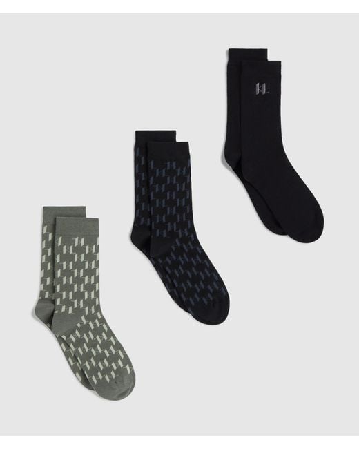Karl Lagerfeld Multicolor Monogram Socks – 3-Pack, Multicoloured for men