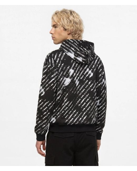 KL Jeans Black Relaxed All-Over Ombré Logo Hoodie for men