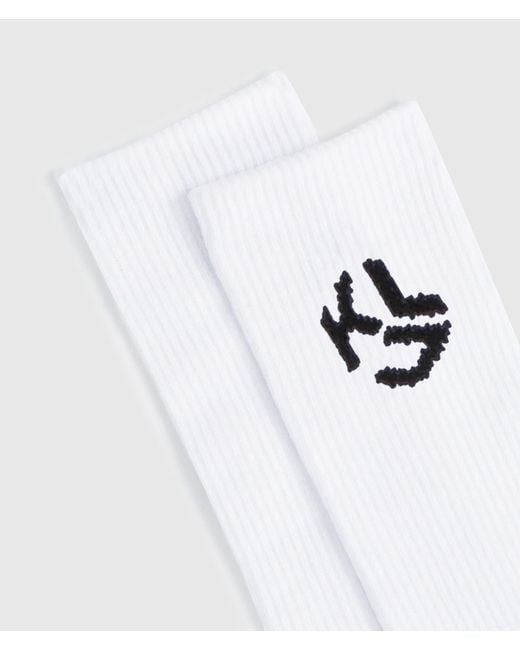 KL Jeans White Monogram Mid-Length Socks – 2-Pack for men