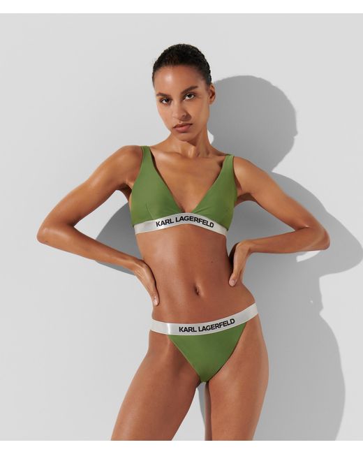 Karl Lagerfeld Green Karl Logo Bikini Bottoms
