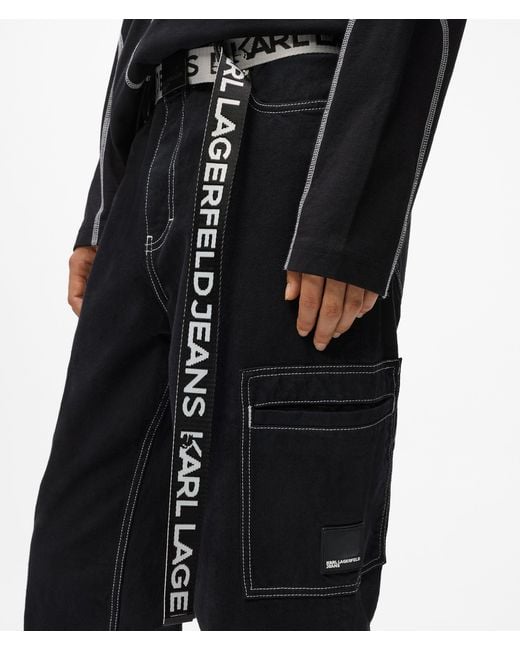 KL Jeans Blue Contrast Stitch Cargo Pants for men