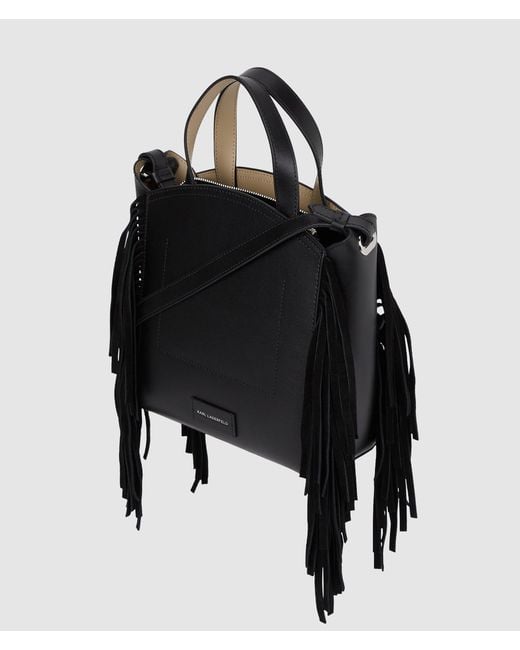 Karl Lagerfeld Black K/Circle Small Fringe Tote Bag
