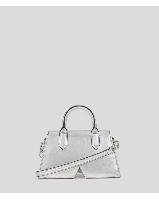 Karl Lagerfeld White Ikon K Small Metallic Crossbody Bag