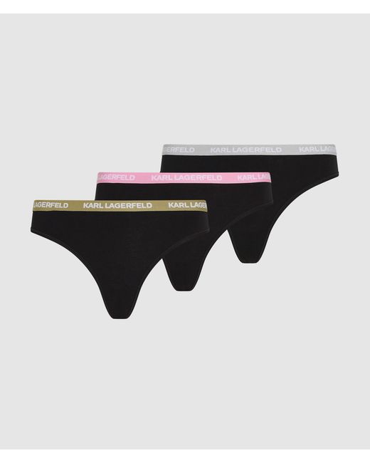 Karl Lagerfeld Black Waistband Thong – 3 Pack