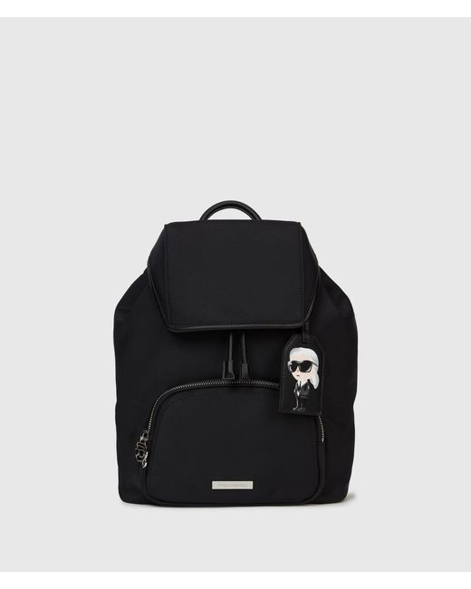 Karl Lagerfeld Black Ikon Nylon Tag Backpack