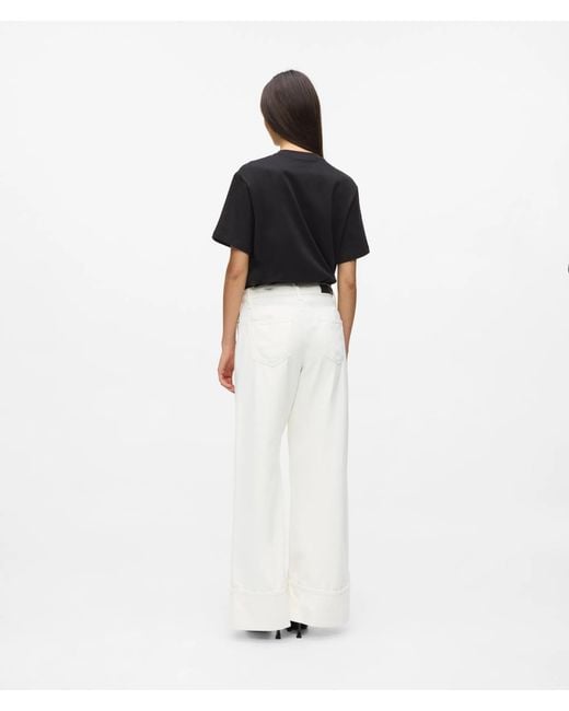 Karl Lagerfeld White Wide Leg Turn Up Jeans