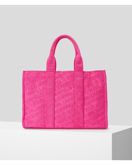 Karl Lagerfeld Pink K/logo Beach Terry Tote Bag