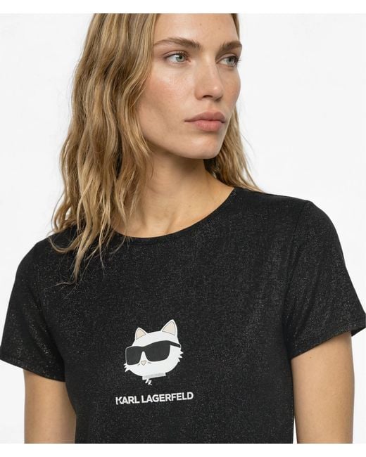Karl Lagerfeld Black Ikon Glitter Pajama Dress And Socks Gift Set