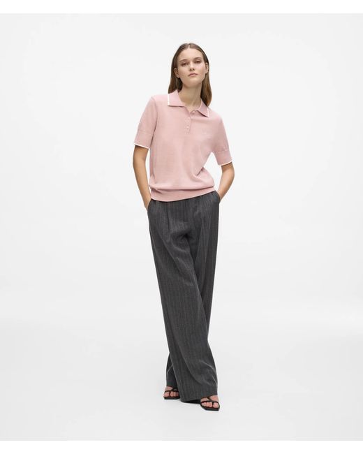 Karl Lagerfeld Pink Merino Wool Polo Shirt