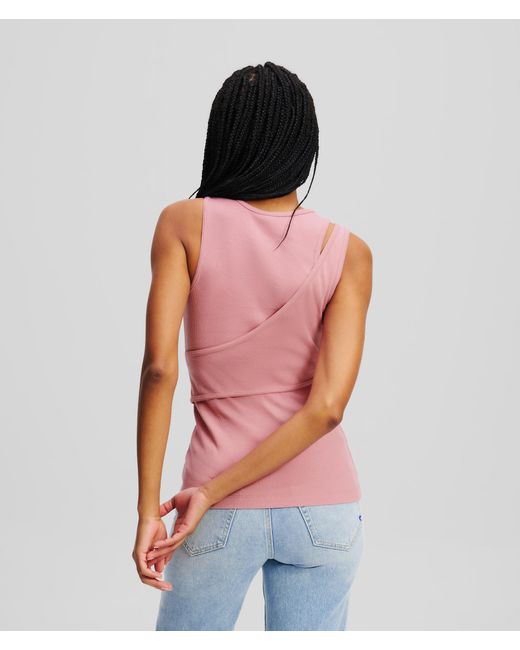 Karl Lagerfeld Pink Geripptes Tanktop, Frau, Größe