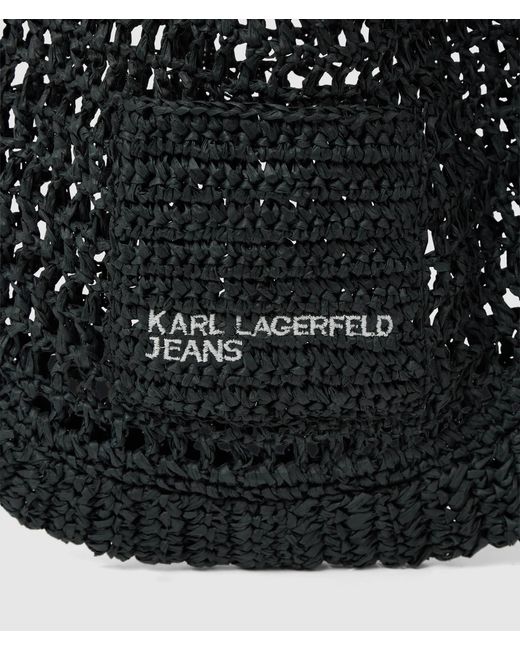 KL Jeans Black Summery Woven Hobo Bag