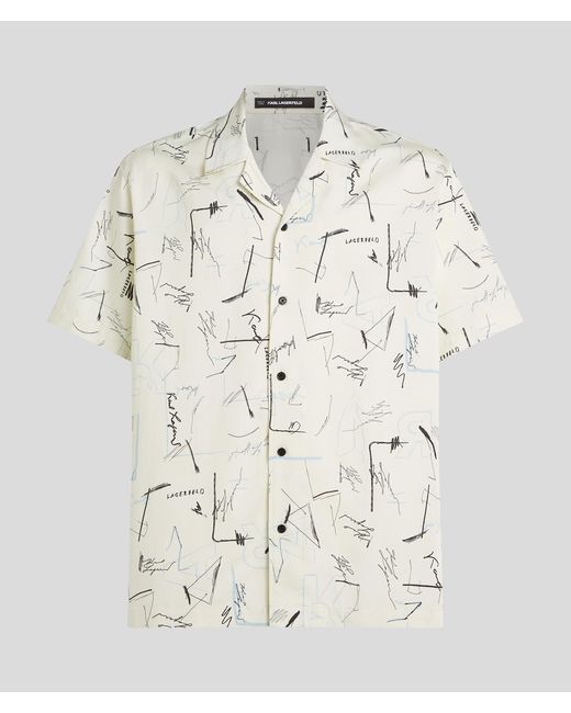 Karl Lagerfeld White All-over-print Bowling Shirt for men