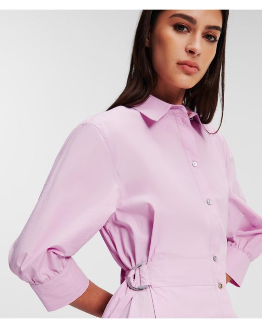 Karl Lagerfeld Poplin Shirt Dress in Pink | Lyst UK