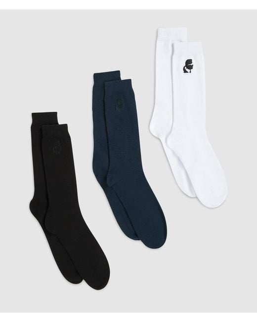 Karl Lagerfeld Blue Kameo Socks – 3-Pack, Multicoloured for men