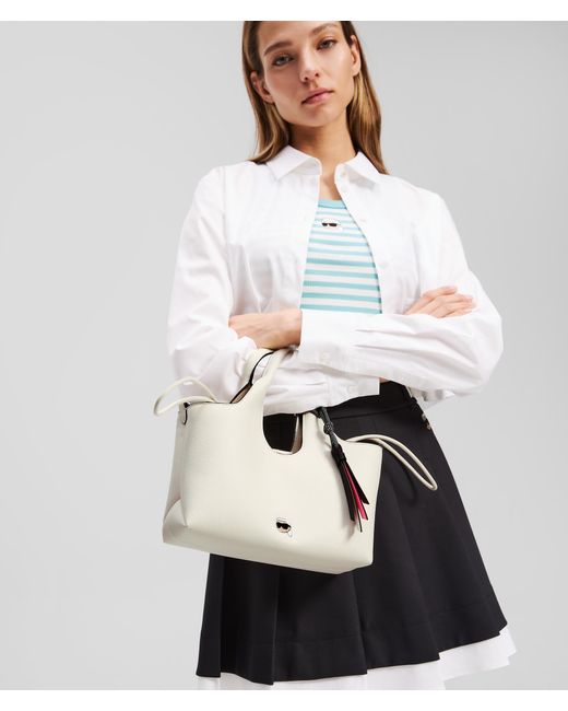 Karl Lagerfeld Natural Ikon Small Grainy Tote Bag