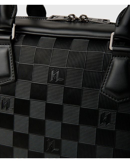 Karl Lagerfeld Black Monogram Checkerboard Laptop Bag for men