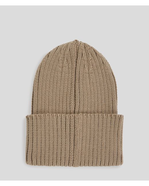 Karl Lagerfeld Natural Klj Logo Ribbed Beanie