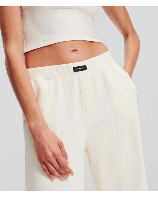 Karl Lagerfeld White Essential Logo Cuffed Loungewear Joggers
