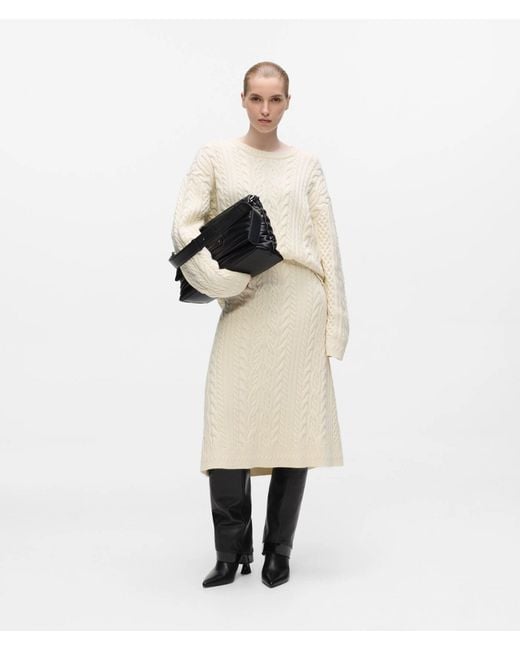 Karl Lagerfeld Natural Wool-Blend Cable Knit Skirt
