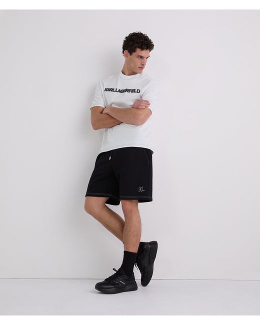 Karl Lagerfeld White Contrast Stitch T-Shirt for men