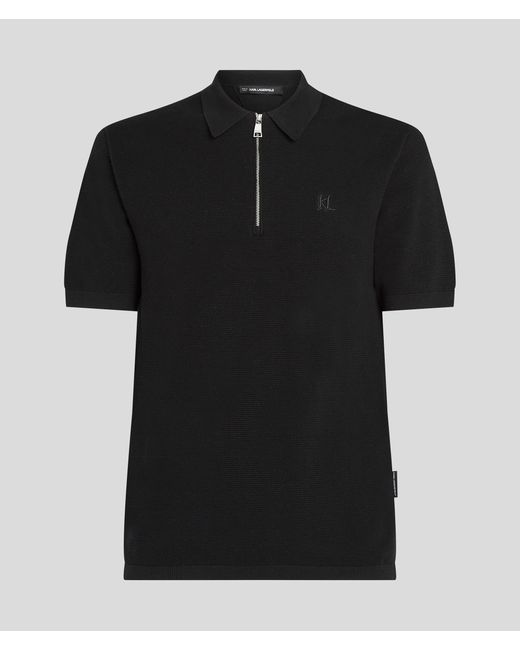 Karl Lagerfeld Black Zip-up Polo Shirt for men