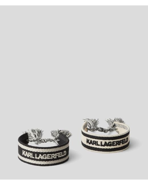 Karl Lagerfeld White K/Essential Geflochtenes Armband – 2Er-Set, Frau, Größe