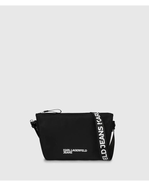 KL Jeans Black Logo Nylon Crossbody Bag for men