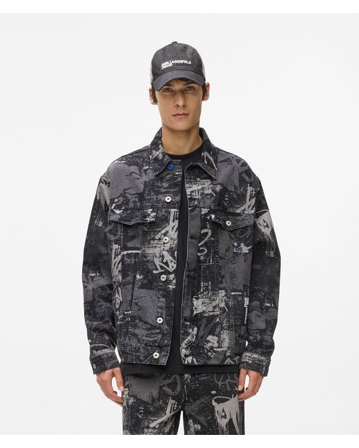 KL Jeans Black Paint-Effect Denim Jacket for men