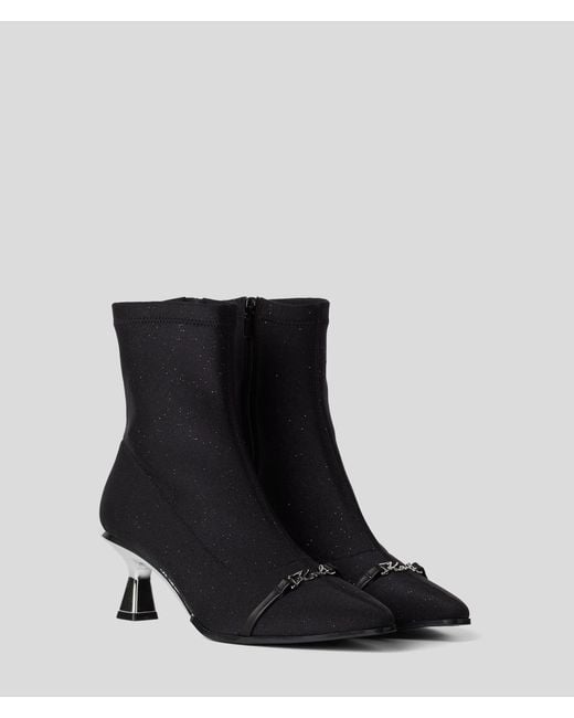 Karl Lagerfeld Black Panache Glitter Ankle Boots