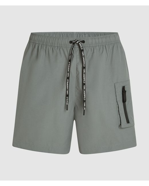 Karl Lagerfeld Gray Cargo Mid-Length Boardshorts for men
