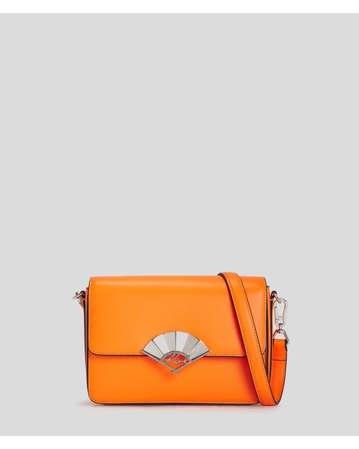 Karl Lagerfeld Orange K/signature Fan Medium Crossbody Bag