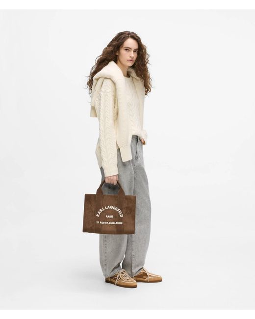 Karl Lagerfeld Brown Rue St-Guillaume Medium Faux-Suede Tote Bag
