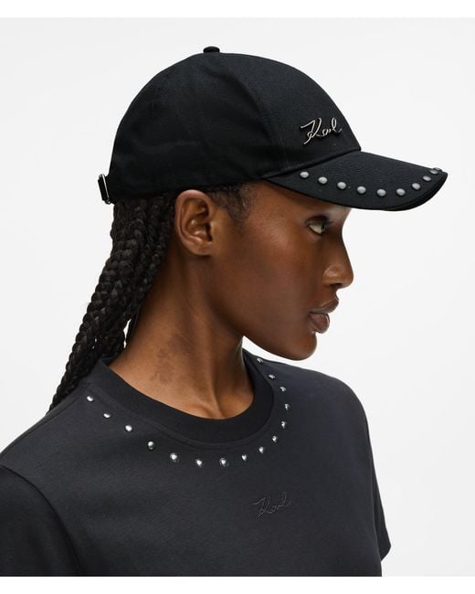 Karl Lagerfeld Black K/Signature Studded Cap