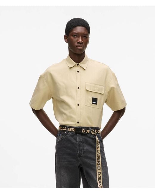 KL Jeans Natural Short-Sleeved Linen Blend Shirt for men