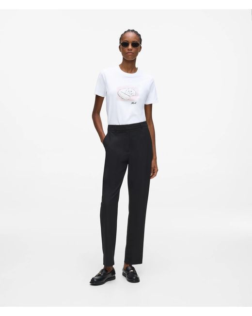 Karl Lagerfeld White Illustrated Portrait T-Shirt