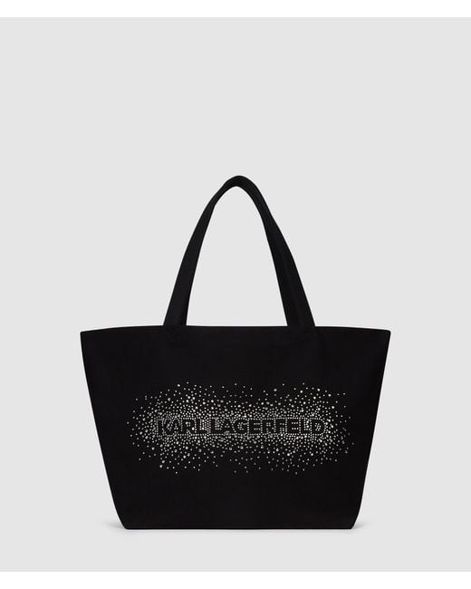 Karl Lagerfeld Black Logo Rhinestone Shopper