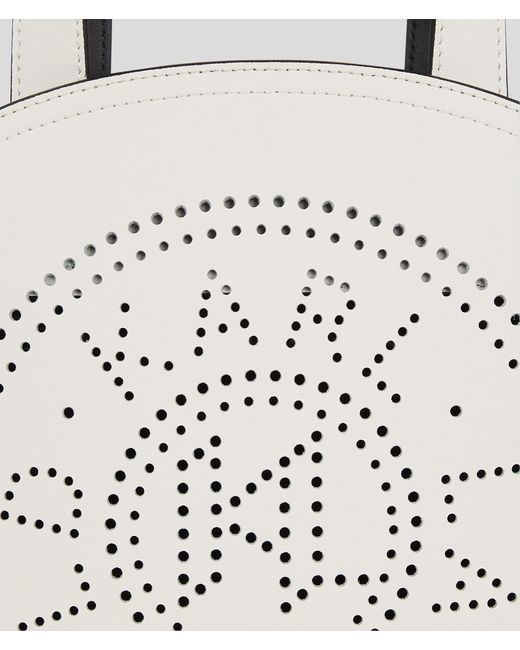 Karl Lagerfeld White K/circle Perforated Small Tote Bag