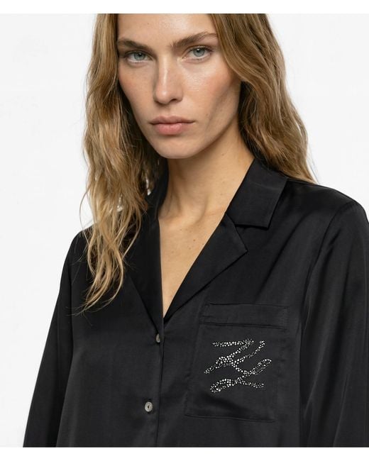 Karl Lagerfeld Black Autograph Rhinestone Pajama Set