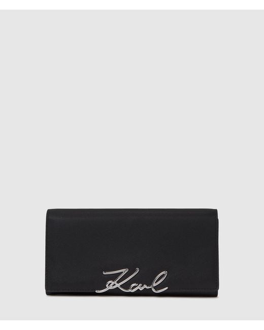 Karl Lagerfeld Black K/Signature Continental Flap Wallet