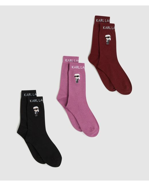 Karl Lagerfeld Purple Ikon Socks – 3-Pack, Multicoloured